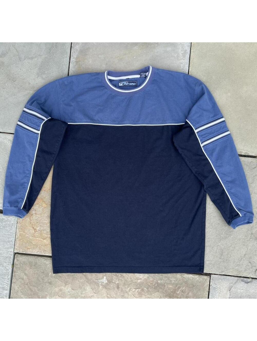 Neo-Vintage Colorblock Blue/Navy Cut & Sew Crewneck T-shirt